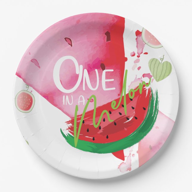 One In a Melon Cute summer Paper Plates (Front)