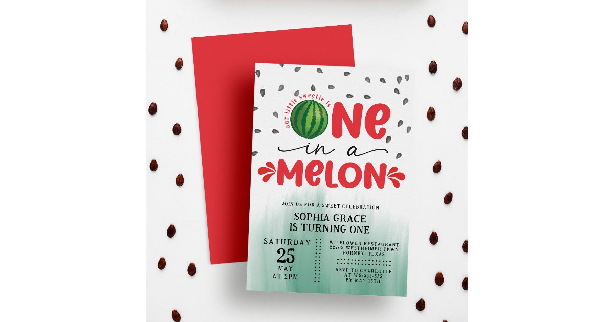 One in a Melon Cute Watermelon 1st Birthday Party Invitation | Zazzle