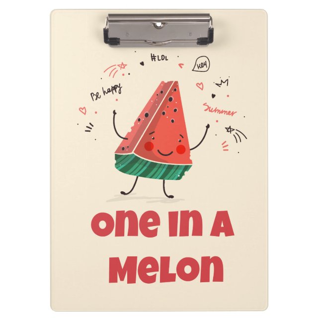 One in a Melon – Cute Watermelon Clipboard Design (Front)