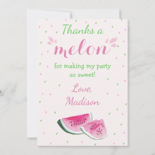 One In A Melon Cute Watermelon First Birthday Thank You Card