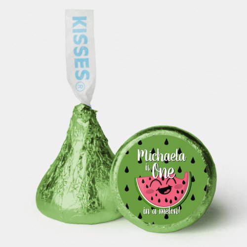 One in a Melon Cute Watermelon Green Birthday Hersheys Kisses