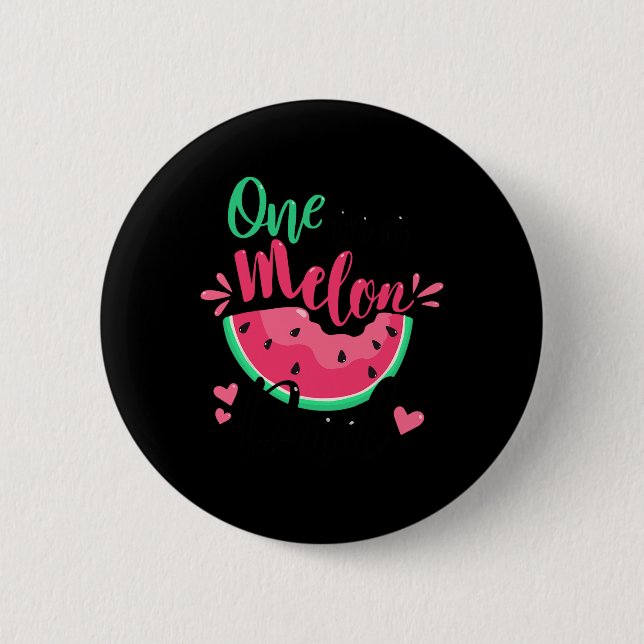 One In A Melon Dad Summer Birthday Party Matching  Button (Front)