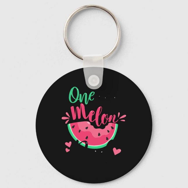 One In A Melon Dad Summer Birthday Party Matching  Keychain (Front)