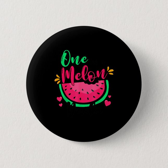 One In A Melon Dada Summer Birthday Party Matching Button (Front)