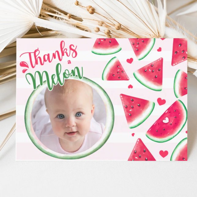 One In A Melon First 1st Birthday Thank You Card (1st)