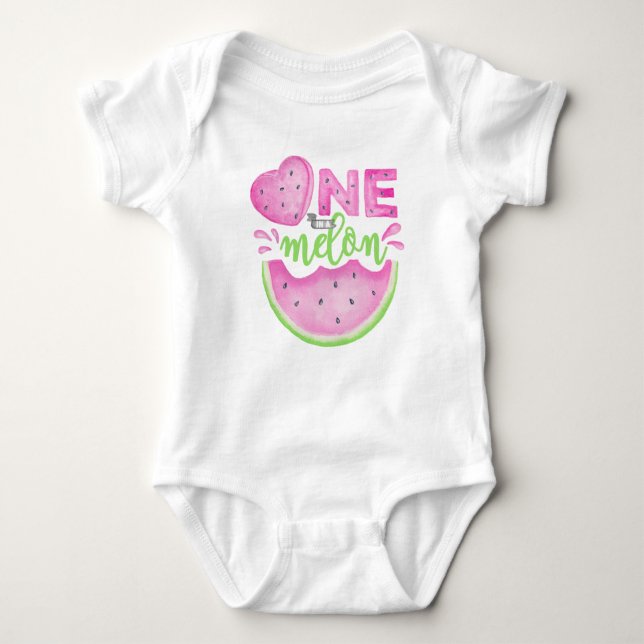One in a Melon First Birthday Baby Bodysuit (Front)