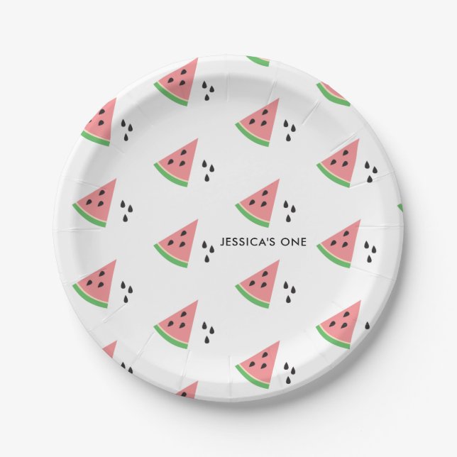 One In a Melon First Birthday Cocktail Napkins Nap Paper Plates (Front)