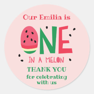 One in a Melon First Birthday Favor Sticker
