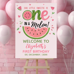 One in a Melon First Birthday Girl Party Foam Board