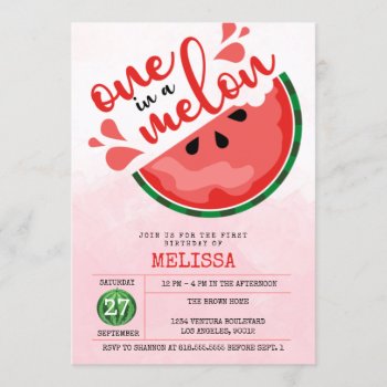 One In A Melon - First Birthday Invitation by party_depot at Zazzle