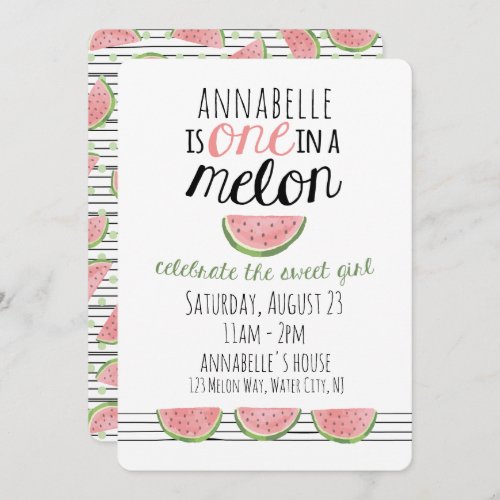 One in a Melon First Birthday Invitation