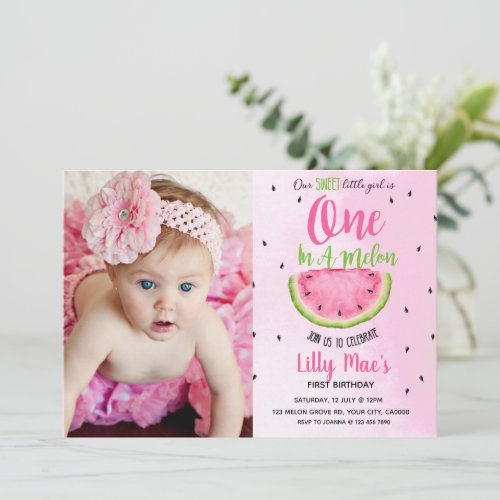 One in a Melon First Birthday Invitation