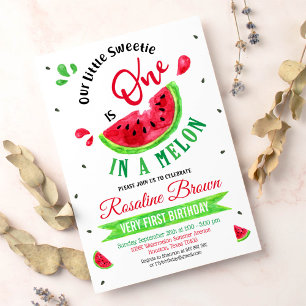 One in a melon First Birthday Invitation