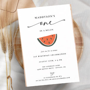 One In A Melon First Birthday Invitation