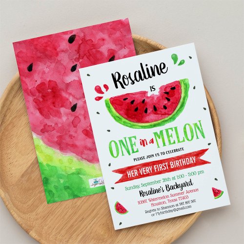 One in a melon First Birthday Invitation