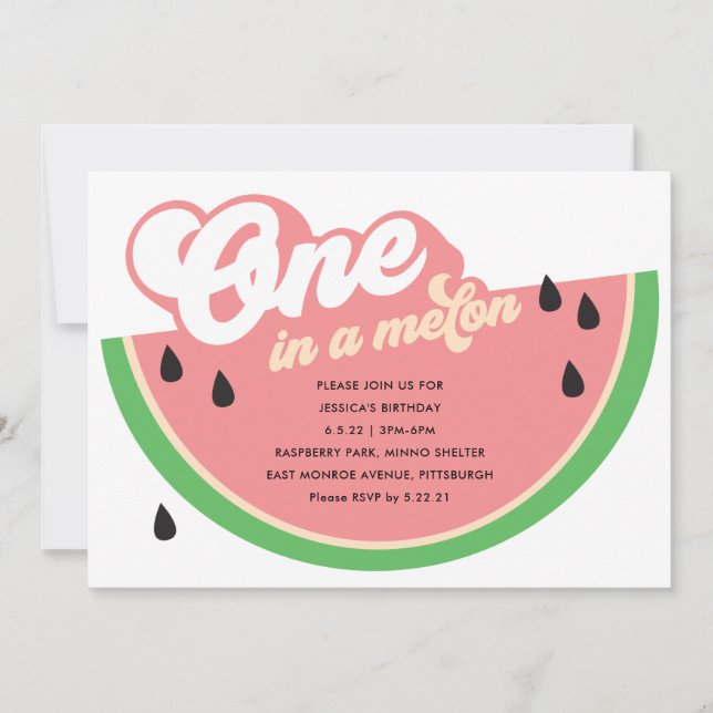 One In a Melon First Birthday Invitation (Front)