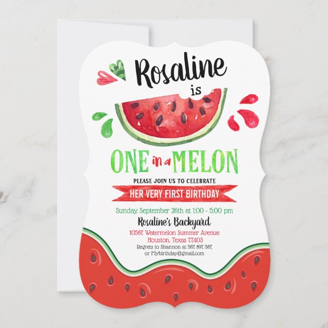 One in a melon First Birthday Invitation (Front)