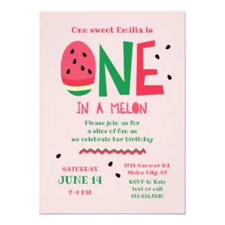 One in a Melon First Birthday Invitation