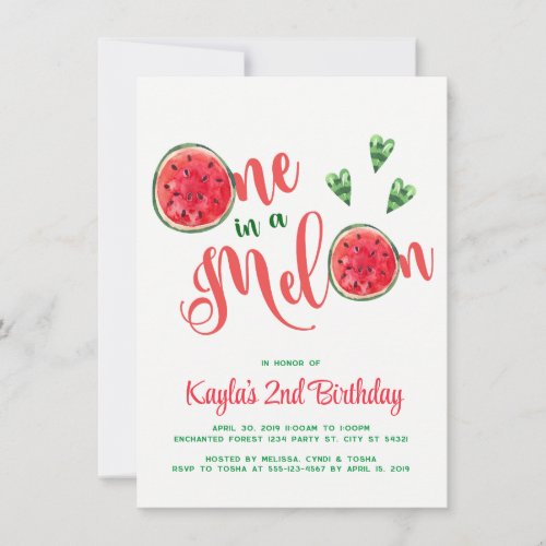 One in a Melon First Birthday Invitations