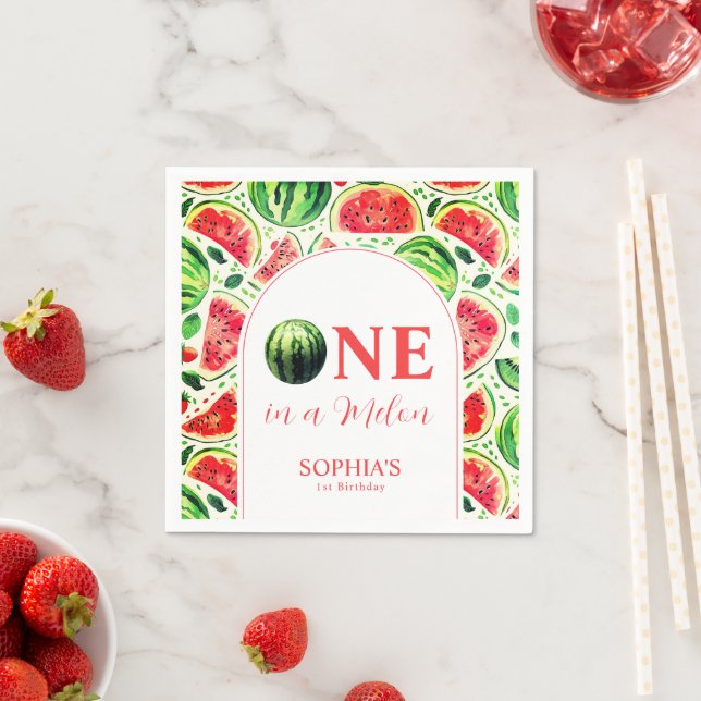 One In A Melon  First Birthday  Napkins (Insitu)