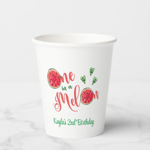 One in a Melon First Birthday Paper Cups