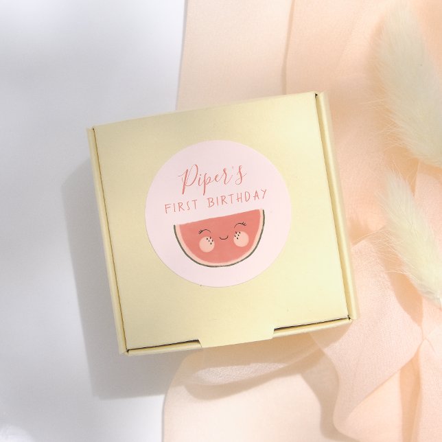 One In A Melon First Birthday Party  Classic Round Sticker (Creator Uploaded)