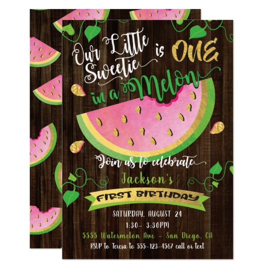 Download One in a Melon first Birthday Party invitation | Zazzle.com