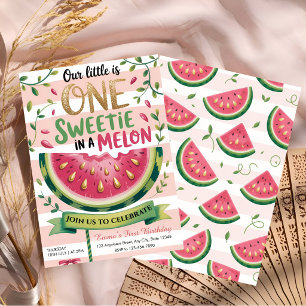 One in a Melon first Birthday Party Invitation