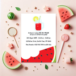 "One in a Melon" First Birthday Party Photo Invitation