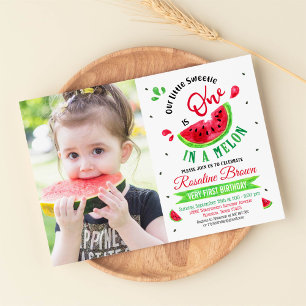 One in a melon First Birthday Photo Invitation