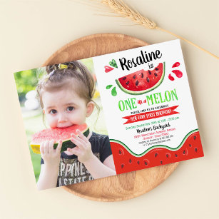 One in a melon First Birthday Photo Invitation