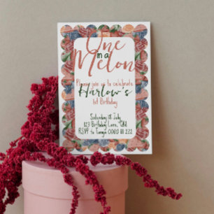 One in a Melon First Birthday - Summer vibes Invit Invitation