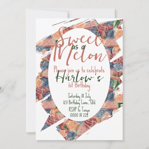 One in a Melon First Birthday _ Summer vibes Invitation