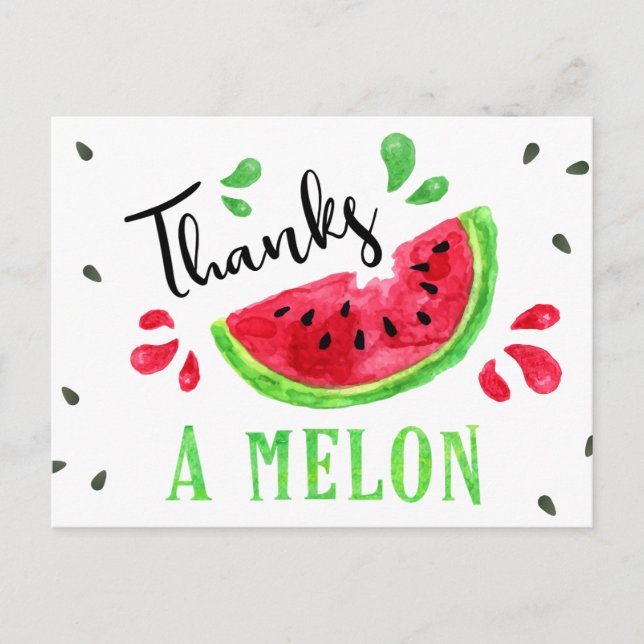 One In A Melon First Birthday Thank You Card (Front)