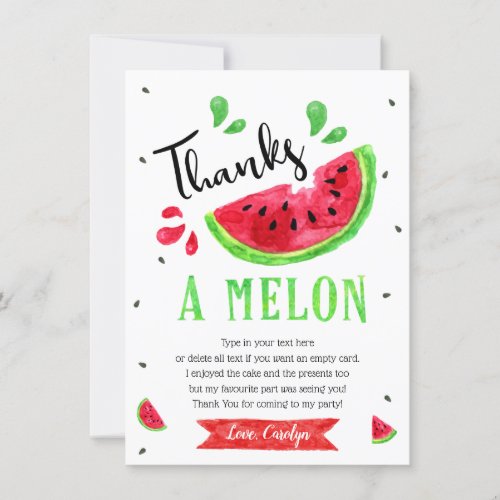 One In A Melon First Birthday Thank You Card