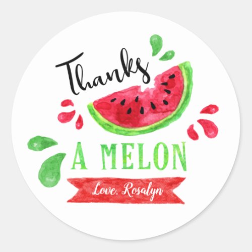 One In A Melon First Birthday Thank You Classic Round Sticker