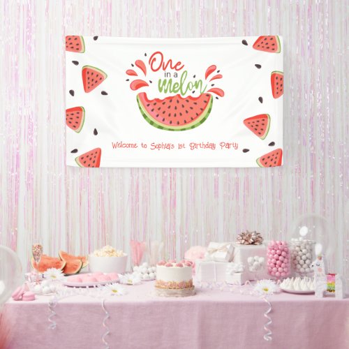 One in a Melon First Birthday Watermelon Banner