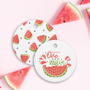One in a Melon First Birthday Watermelon Favor Tags