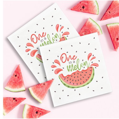 One in a Melon First Birthday Watermelon Napkins