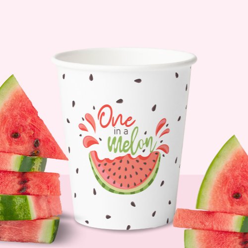 One in a Melon First Birthday Watermelon Paper Cups