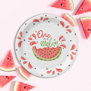 One in a Melon First Birthday Watermelon Paper Plates