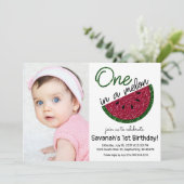 One in a Melon First Birthday watermelon picture Invitation (Standing Front)