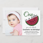 One in a Melon First Birthday watermelon picture Invitation (Front)