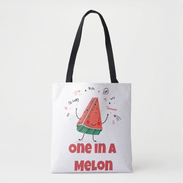 One in a Melon – Fun Summer Watermelon Tote Bag (Front)