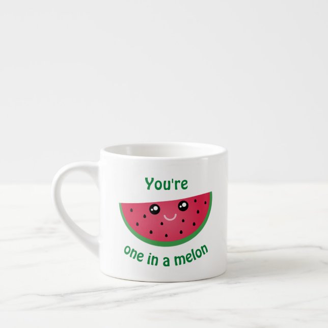 One In A Melon Funny Cute Kawaii Watermelon Espresso Cup (Left)