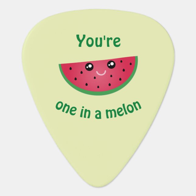 One In A Melon Funny Cute Kawaii Watermelon Guitar Pick (Front)