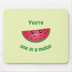 One In A Melon Funny Cute Kawaii Watermelon Mouse Pad