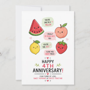 One In A Melon Funny Fruit 4th Anniversary Card