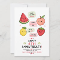 One In A Melon Funny Fruit 4th Anniversary Card