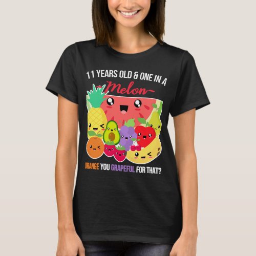 One in a Melon Funny Fruit Saying 11th Birthday 11 T_Shirt